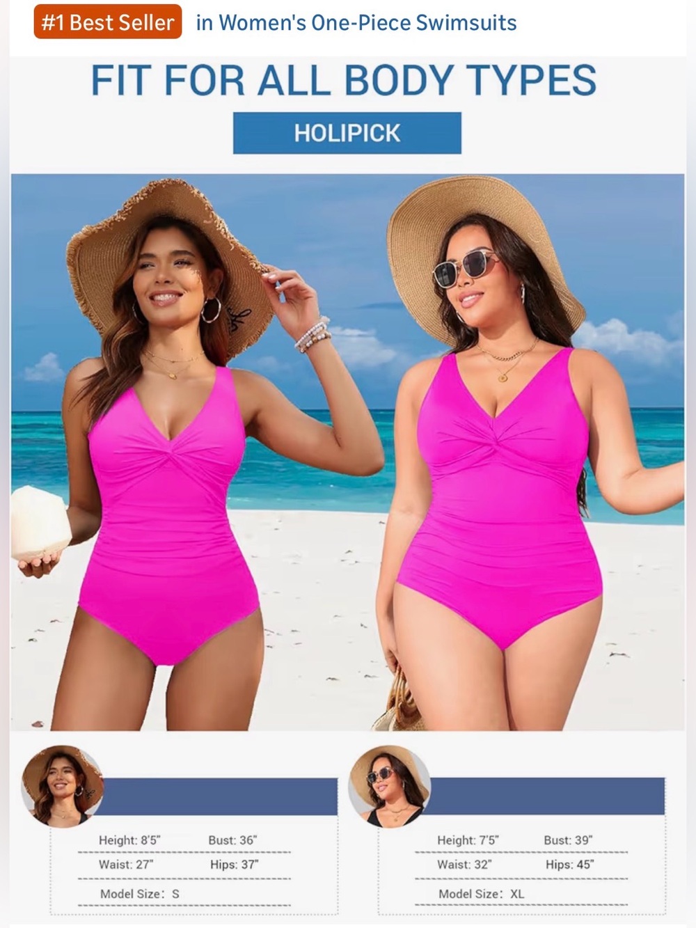 Holipick Women’s One-Piece Swimsuit in Hot Pink